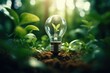 A unique image featuring a light bulb with a plant growing out of it. Perfect for illustrating creativity, innovation, and sustainability.