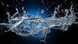 Fototapeta Miasto - Splashes of water splashing across the surface of the water and bubbles underwater