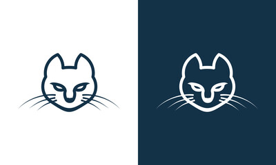 Wall Mural - collection of cat heads in simple and elegant line style vector logo designs