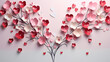 A heart shaped tree made of paper flowers, symbolize love