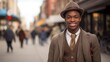 candid portrait of young man on a new york street, early 1900s
