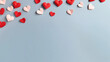 A group of paper hearts on a blue background, symbolize love
