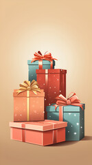 Wall Mural - A set of gifts in New Year's packaging, festive mood.