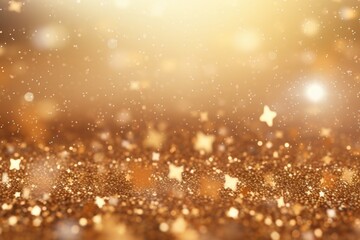 Poster - A stunning gold glitter background adorned with sparkling stars and beautiful bokeh effects. Perfect for adding a touch of glamour and elegance to any design.