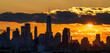 Sunset over the city silhouette on Manhattan New York 