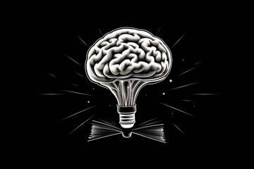 Poster - A light bulb with a brain inside, representing intelligence and innovation. Perfect for illustrating concepts of creativity, ideas, and problem-solving.