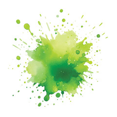 Wall Mural - Green watercolor splash splatter stain brush stroke spray with wet effect on white background. Modern green color aquarelle spot. Trendy isolated design on white. Vector textured watercolor splash