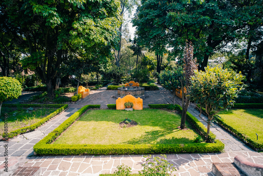 Mexico City, Mexico - May 14, 2023 garden in The Museo de El Carmen ...