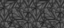 3d Black Lattice Tiles On Gray Concrete Background
