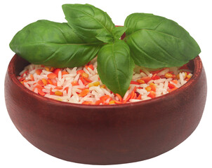 Poster - Lentil rice with fresh basil leaves