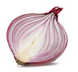 Halved red onion isolated on white background  with clipping path