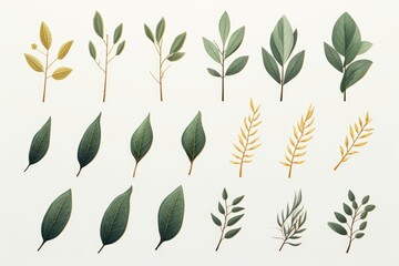 Poster - A collection of different types of leaves arranged on a white surface. This versatile image can be used for various purposes
