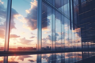 Poster - Sun reflecting off a glass building, creating a beautiful and captivating image. Perfect for architectural and urban-themed projects