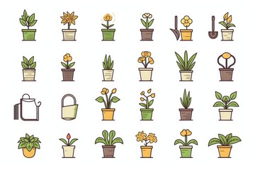 Poster - A collection of various potted plants and flowers. Perfect for adding a touch of nature and color to any indoor or outdoor space