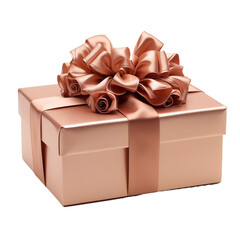 rose gold gift box with ribbon and flowers