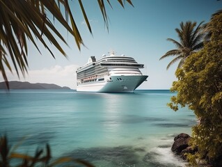 Wall Mural - Luxury cruise ship departing