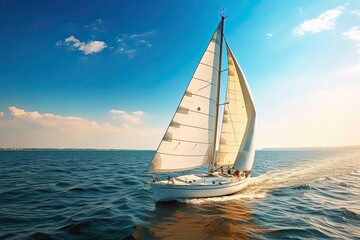 Wall Mural - Yacht sail boat in Atlantic ocean