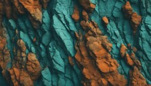 Blue And Orange Rock Texture. Abstract Nature Background. 