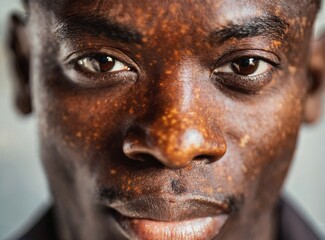 Poster - Portrait of black man with vitiligo, face closeup