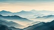 Watercolor-style blue mist mountains 