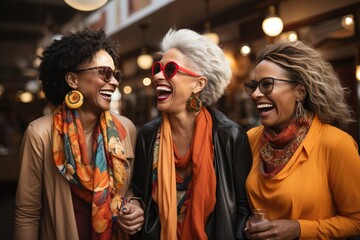 Wall Mural - Fashionable style of older females in the city