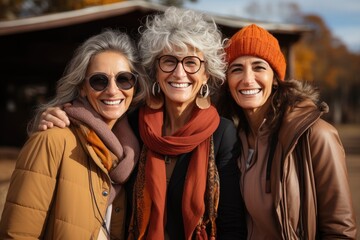 Family members in front of house - mother and daughters