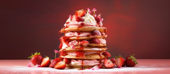 Sticker - Strawberry cream pancake tower.