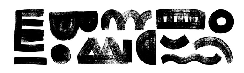 Poster - Fun abstract geometric shapes and bold doodle lines collection.