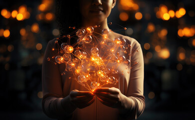 Poster - Woman holding a lantern