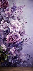  Purple, violet, lilac flower composition, arrangement with dew in slight color variations ranging from blue to purple. Shallow depth of field soft dreamy feel background, wallpaper