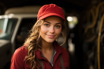 Wall Mural - Portrait of a woman in a red jacket