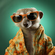 Meerkat mongoose with colored dress and stylish NFT art Generative ai