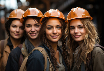 Wall Mural - Group of cheerful female colleagues at work