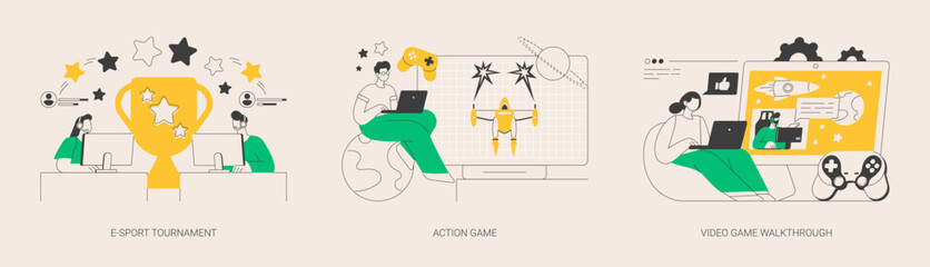 Poster - popular pc game abstract concept vector illustrations.
