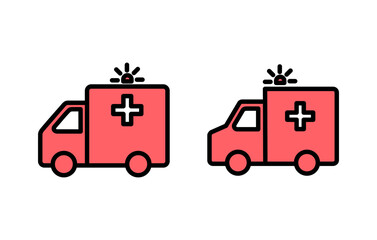 Wall Mural - Ambulance icon set illustration. ambulance truck sign and symbol. ambulance car