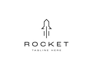 abstract minimal rocket spaceship logo design