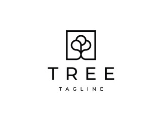 Wall Mural - minimal tree with square logo design