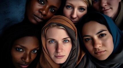 Wall Mural - A Group of Women Standing Together. Diverse multicultural ethnic backgrounds concept