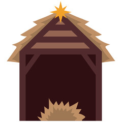 Poster - manger hut and star