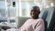 African American cancer patient receiving treatment in a hospital