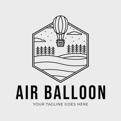 Wall Mural - travel air balloon on nature logo vector illustration design