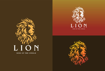 Sticker - lion head logo design vector illustration