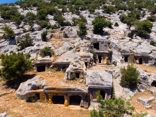 Wall Mural - Tombs of necropolis in ancient site of Limyra, Antalya Province, Turkey.