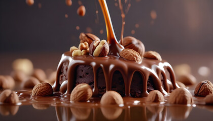 Wall Mural - chocolate cake with nuts