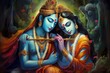 Krishna and Radha (symbol of Devine love). Generative AI