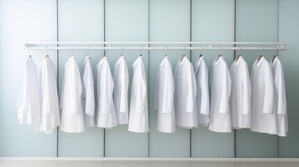 Poster - A minimalist wardrobe filled with pristine white doctor coats.