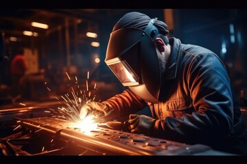 Poster - A welder working on a metal surface.