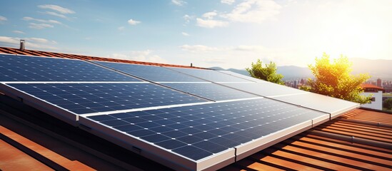 Sticker - Solar panels on a roof.