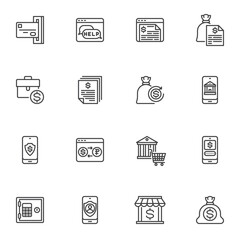 Aufkleber - online banking line icons set