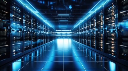 Leinwandbilder - Modern Data Technology Center Server Racks, Big Data Protection, Storage, Cloud Computing.